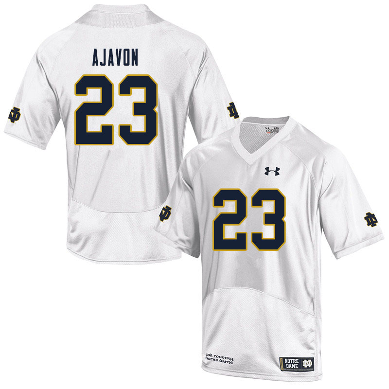 Men's NCAA Notre Dame Fighting Irish #23 Litchfield Ajavon Stitched College Under Armour Authentic White Football Jersey QG10H73KA